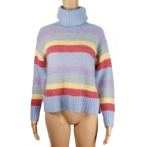 Baum Und Pferdgarten Pastel Striped Mohair Wool Knit Roll Tuetle Neck Sweater